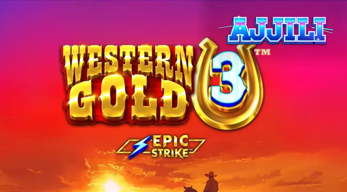 Western Gold 3 slot game interface na may canyon backdrop at gold symbols.